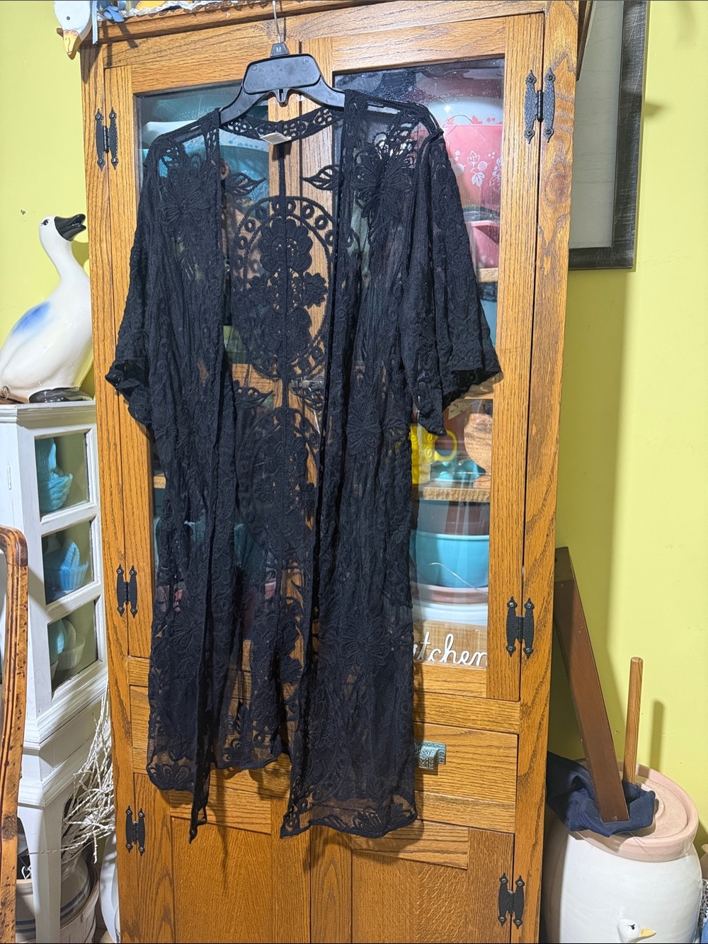 Black Lace Sheer Kimono Robe - Women Intimates & Sleepwear